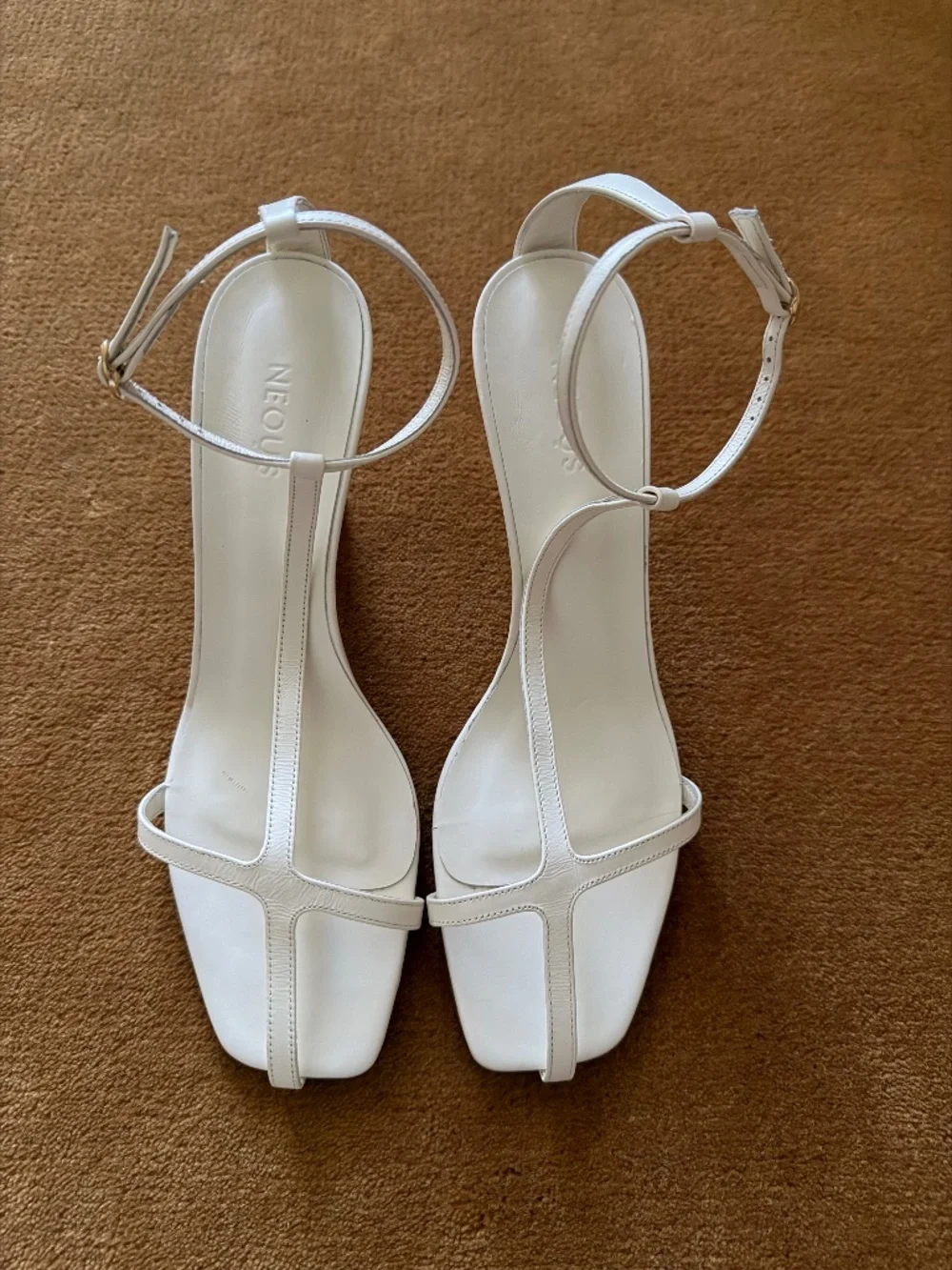 Neous White Ankle Strap Sandals - Picture 1 of 10